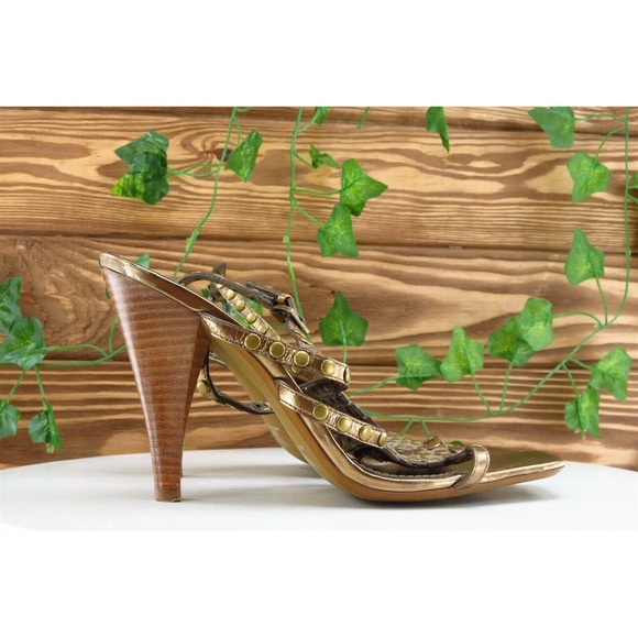 LINEA Paola Sz 8.5 M Gold Gladiator Leather Women Sandals - Picture 5 of 10